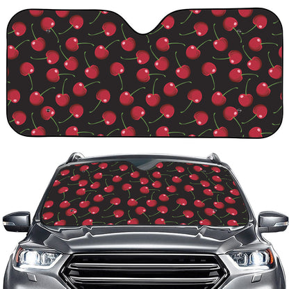 Red Cherry Pattern Print Car Windshield Sun Shade
