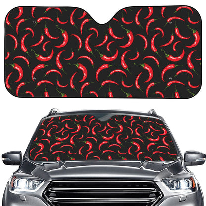 Red Chili Peppers Pattern Print Car Windshield Sun Shade