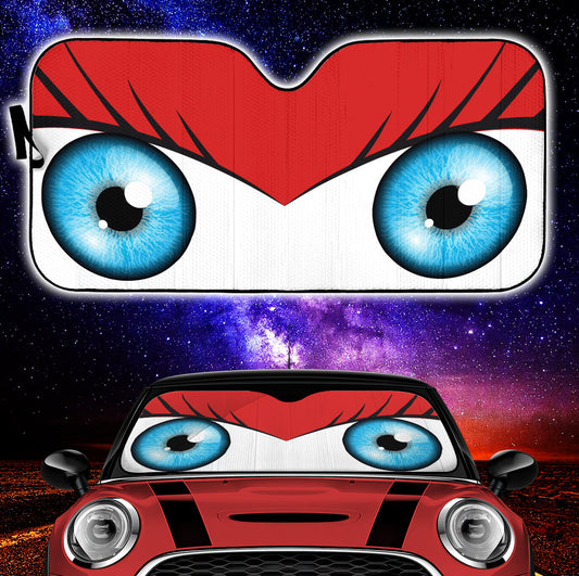 Red Cute Eyes Cartoon Auto Sun Shades