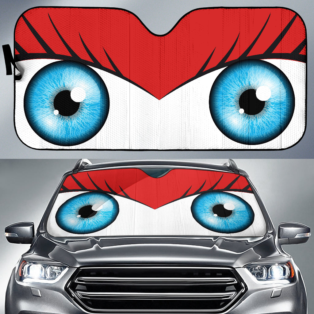 Red Cute Eyes Cartoon Auto Sun Shades