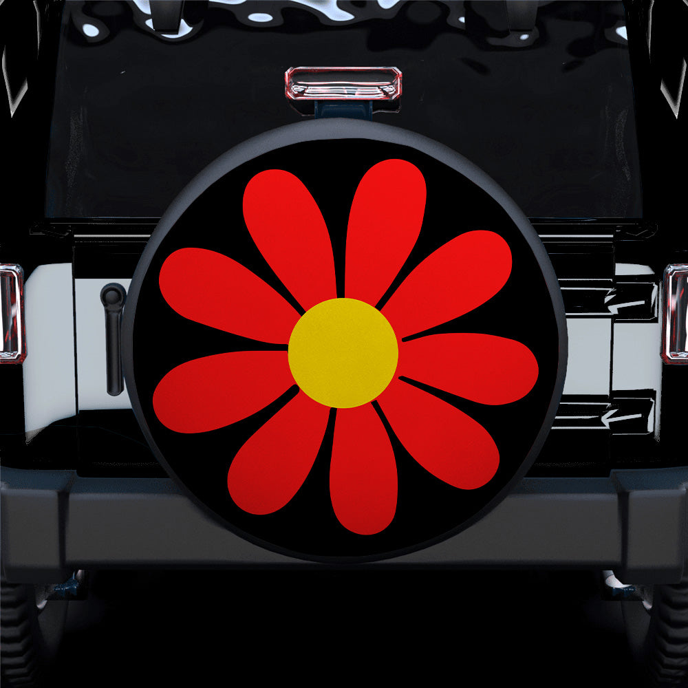 Red Daisy Flower Jeep Car Spare Tire Cover