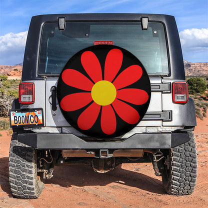 Red Daisy Flower Jeep Car Spare Tire Cover