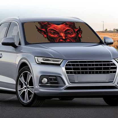 Red Devil Satan Print Car Windshield Sun Shade