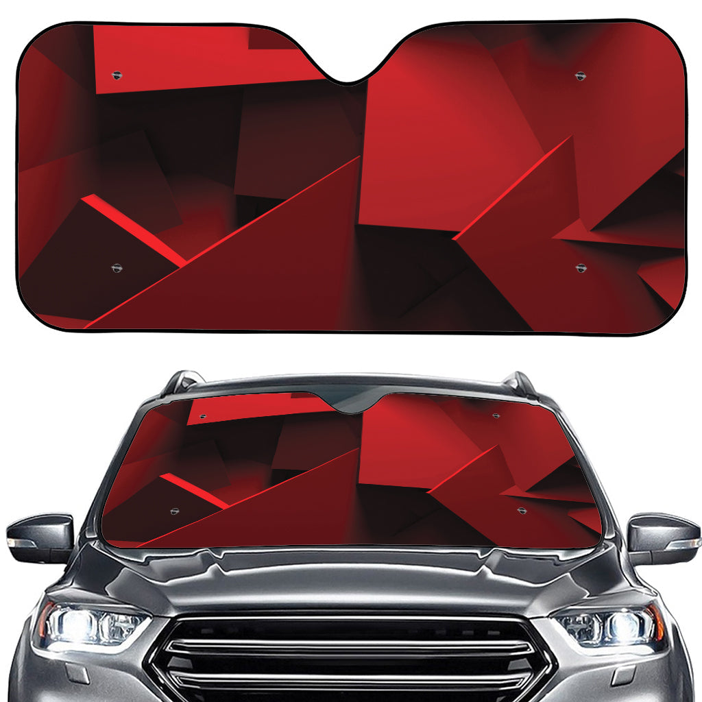 Red Geometric Print Car Windshield Sun Shade