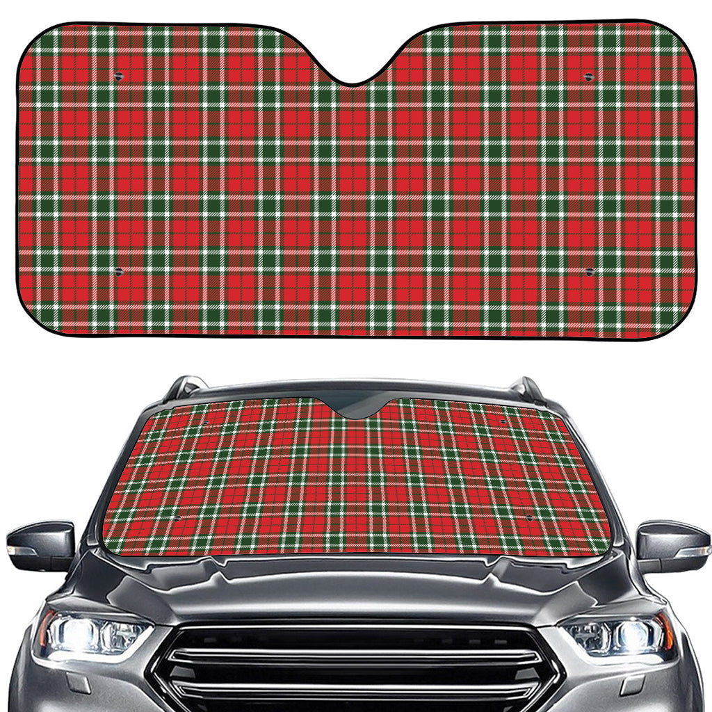 Red Green And White Tartan Pattern Print Car Windshield Sun Shade
