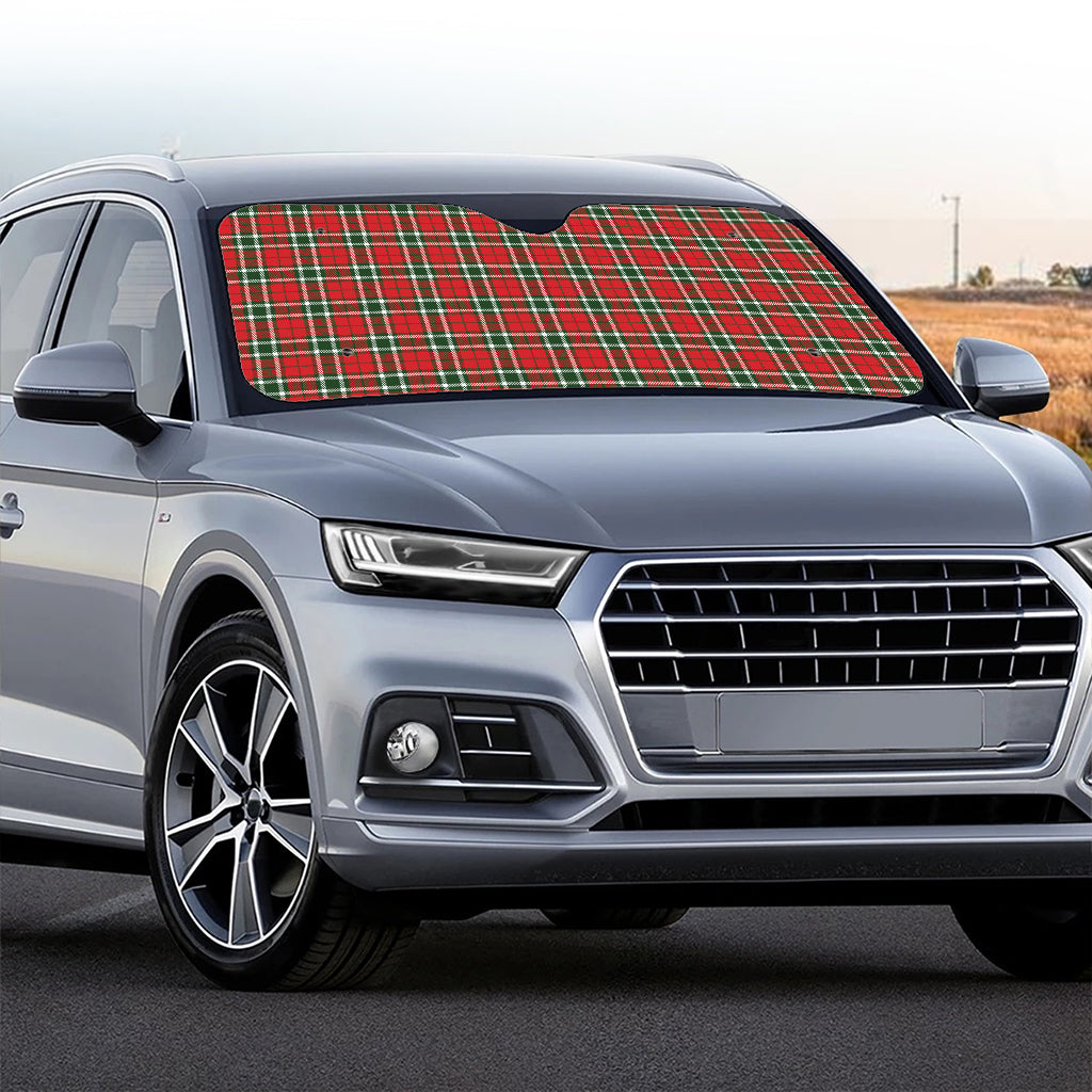 Red Green And White Tartan Pattern Print Car Windshield Sun Shade