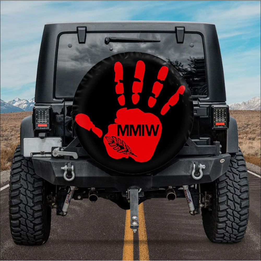 Red Handprint MMIW Car Spare Tire Cover