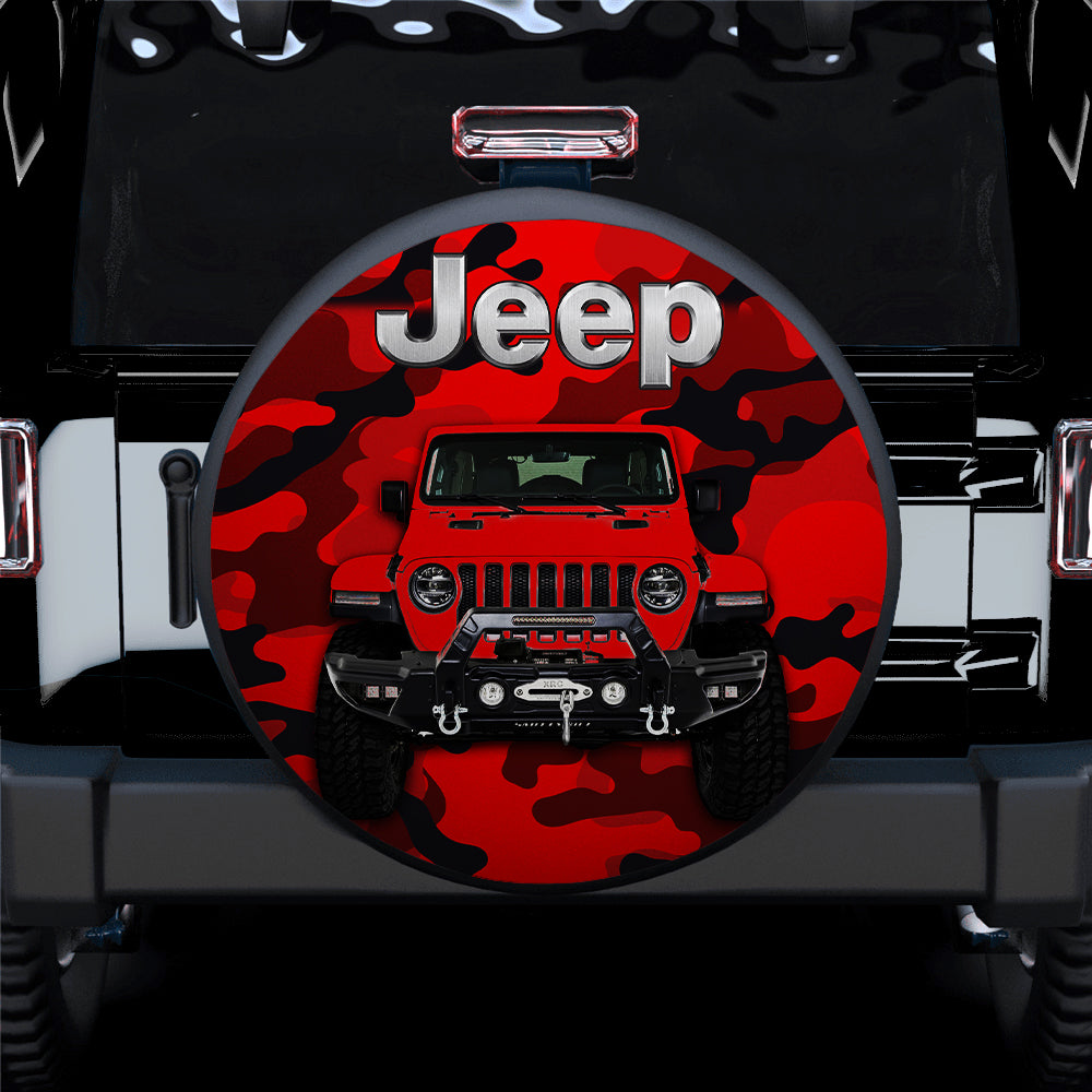 Red Jeep Camouflage Car Spare Tire Cover