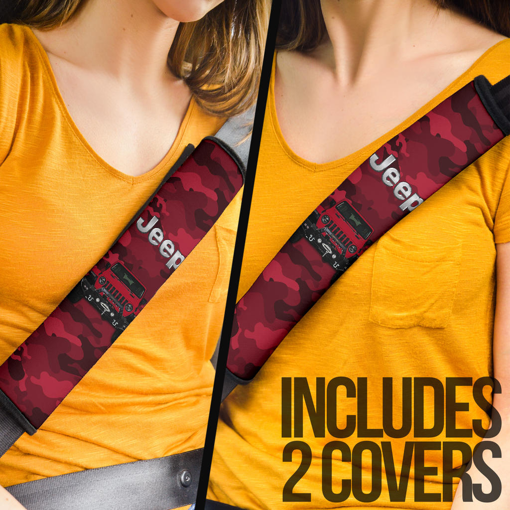 Red Jeep Camouflage Car Seat Belt Cover Custom Car Accessories