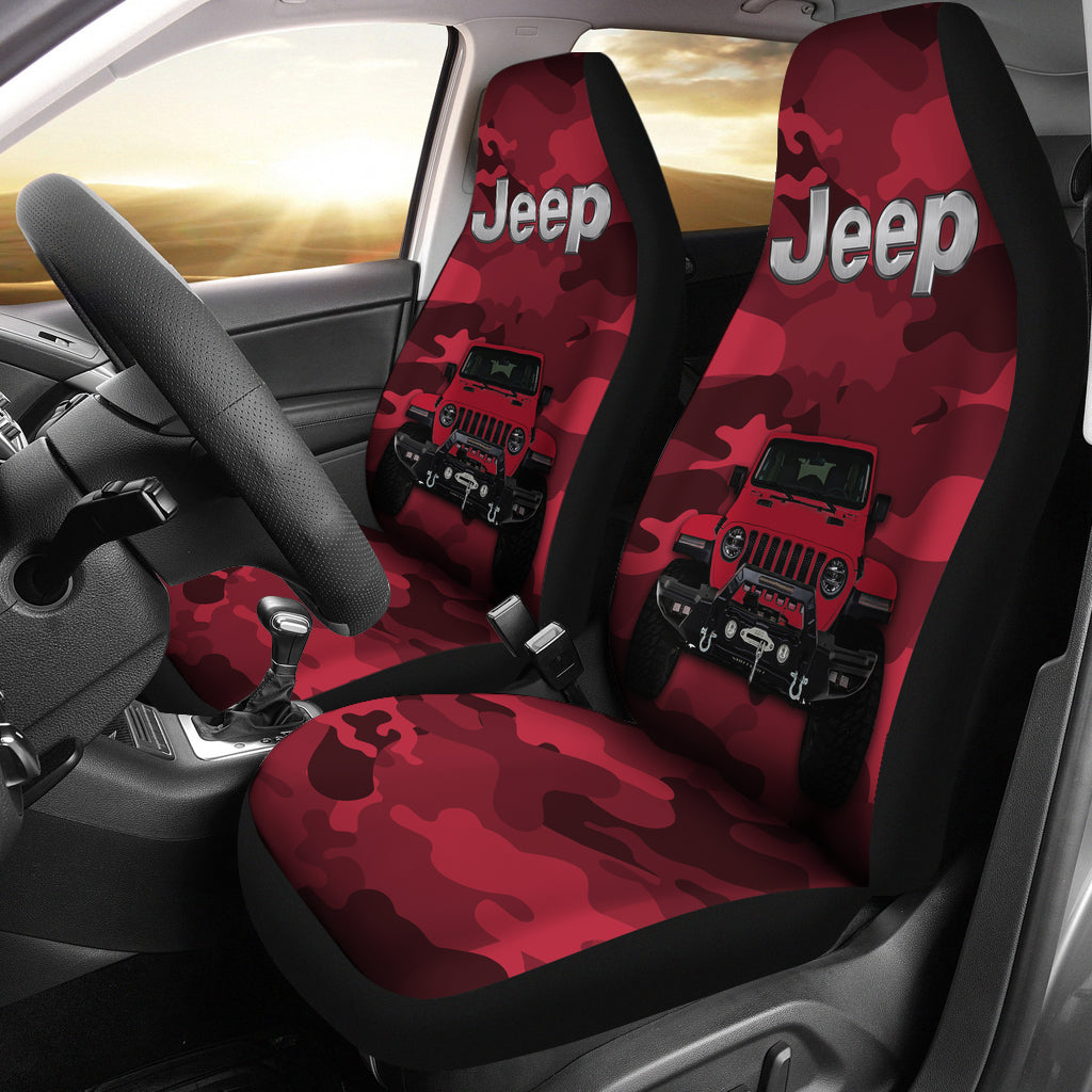 Red Jeep Camouflage Car Seat Covers