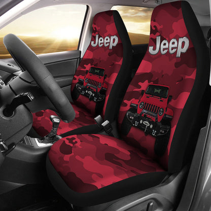 Red Jeep Camouflage Car Seat Covers