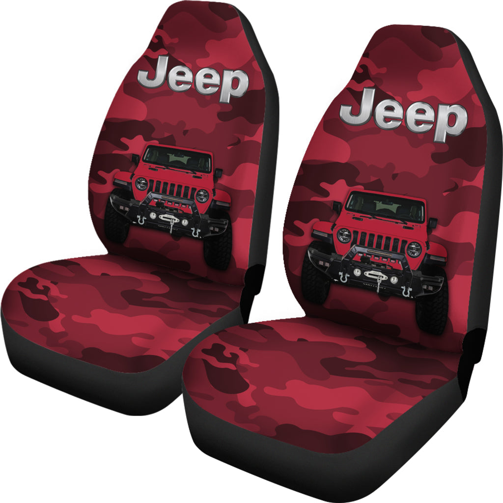 Red Jeep Camouflage Car Seat Covers