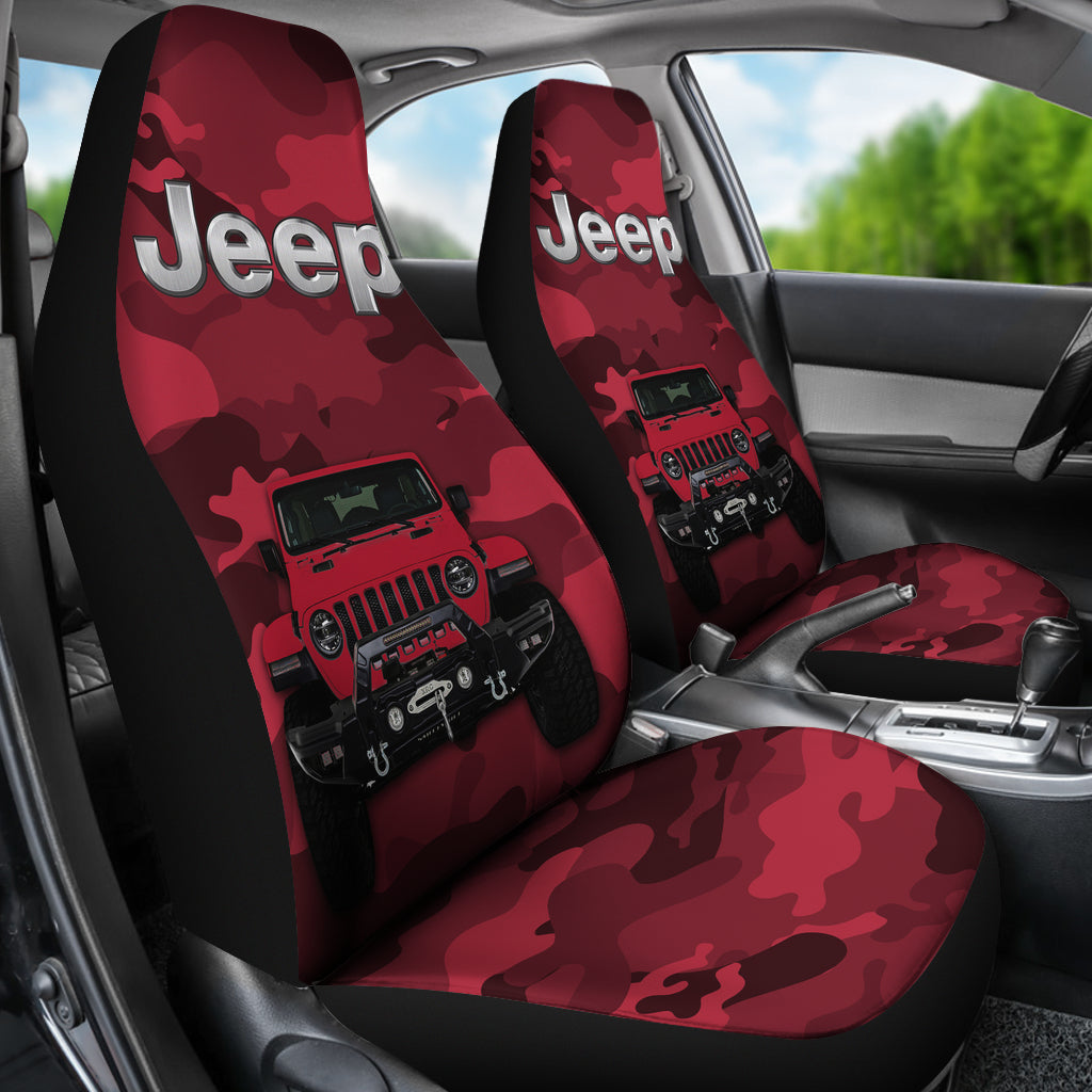 Red Jeep Camouflage Car Seat Covers