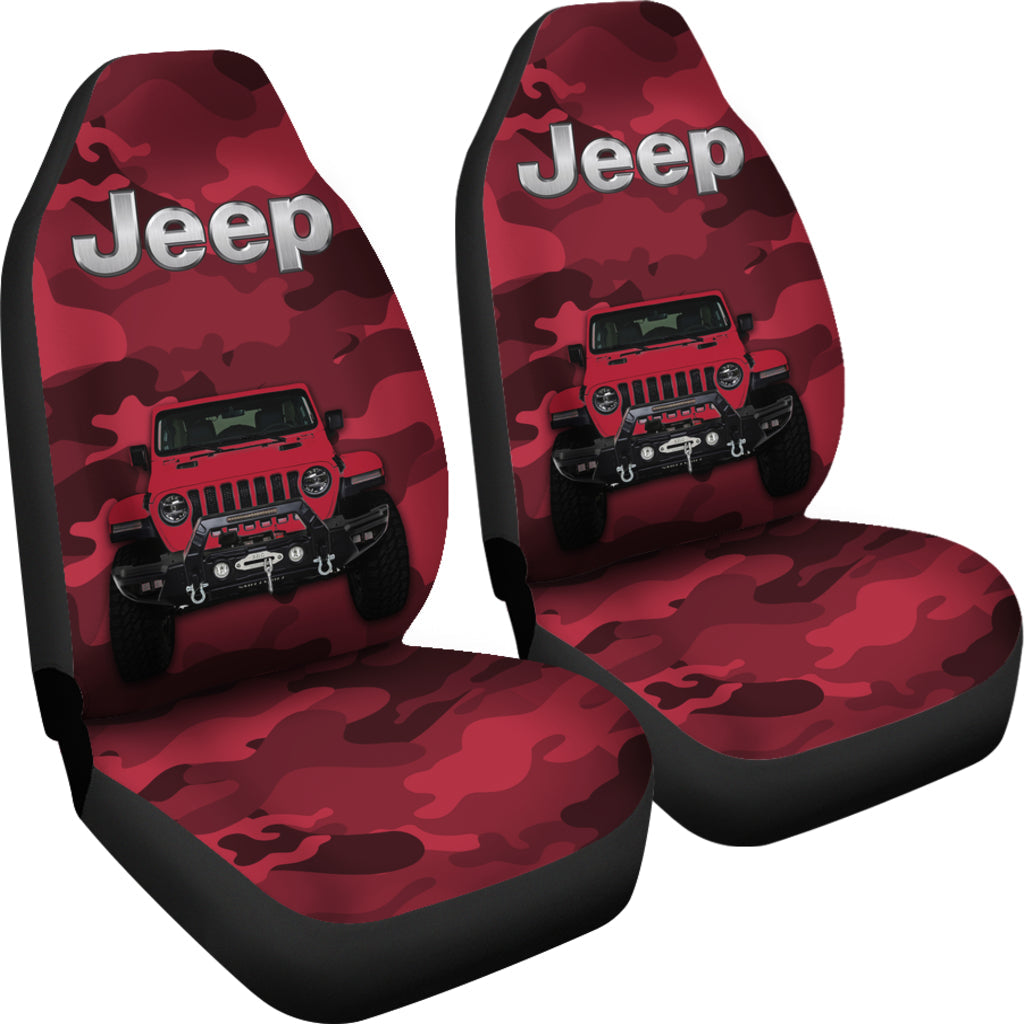 Red Jeep Camouflage Car Seat Covers