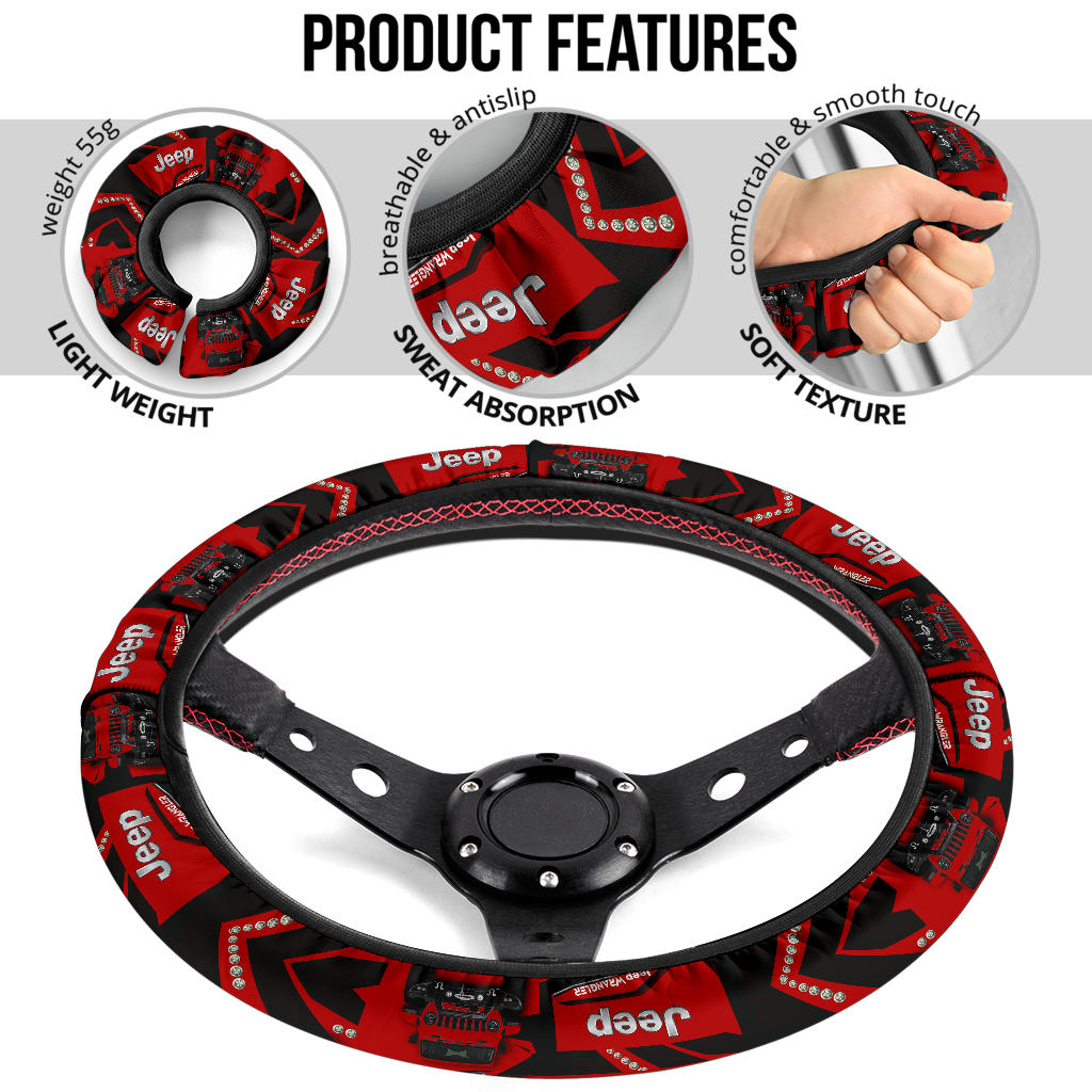 Red Jeep Car Steering Wheel Cover