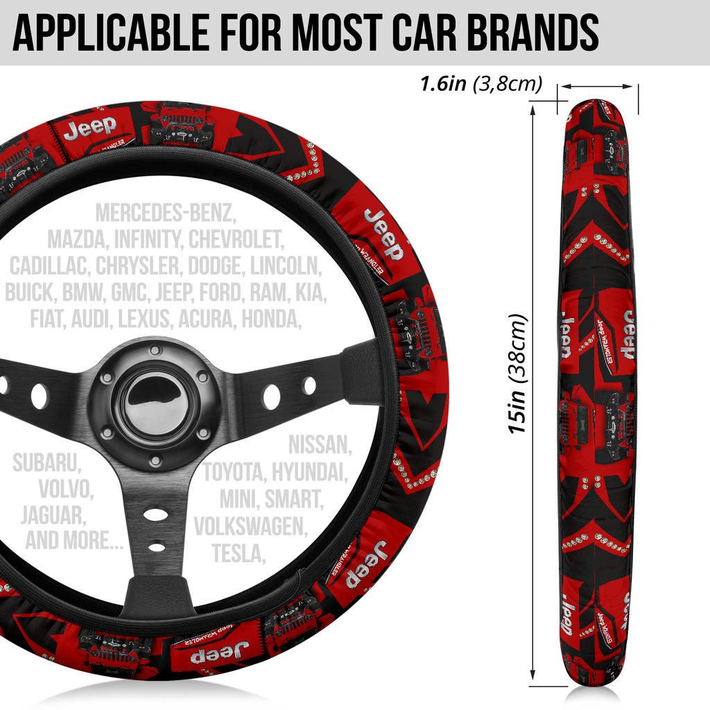 Red Jeep Car Steering Wheel Cover