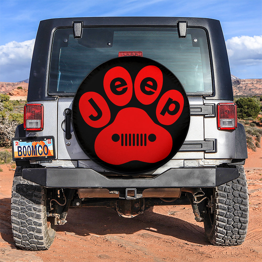 Red Jeep Paw Car Spare Tire Cover