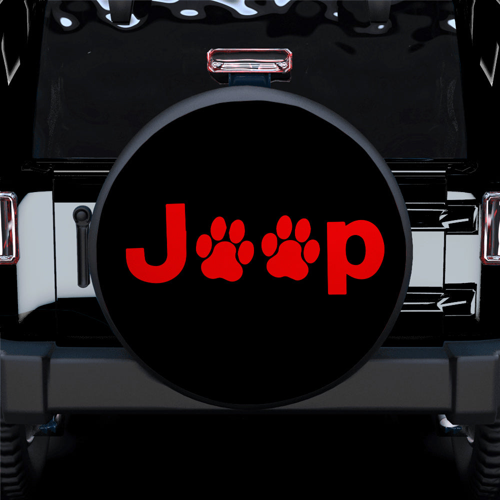 Red Jeep Side Fender Dog Paws Car Spare Tire Cover