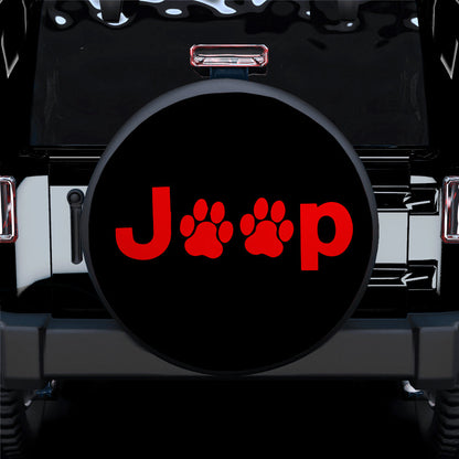 Red Jeep Side Fender Dog Paws Car Spare Tire Cover