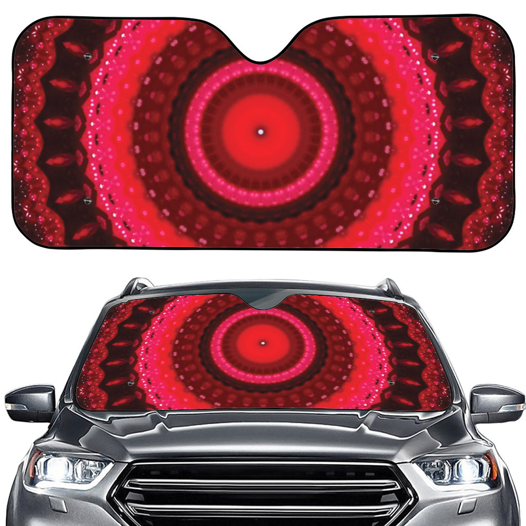 Red Kaleidoscope Print Car Windshield Sun Shade