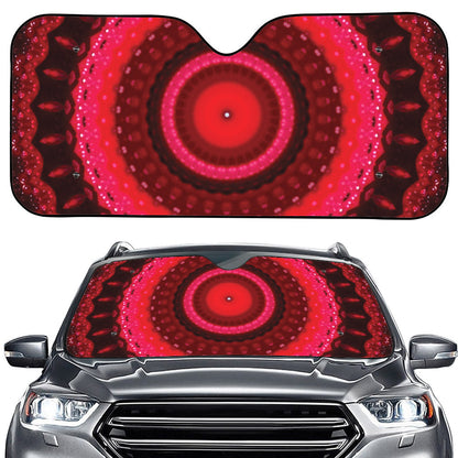 Red Kaleidoscope Print Car Windshield Sun Shade