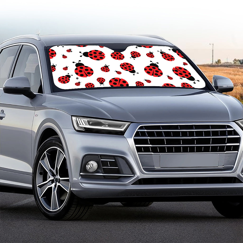 Red Ladybug Pattern Print Car Windshield Sun Shade
