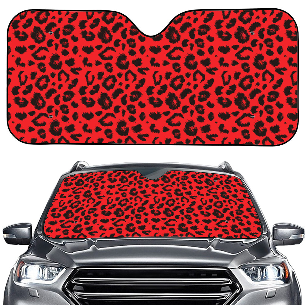 Red Leopard Print Car Windshield Sun Shade