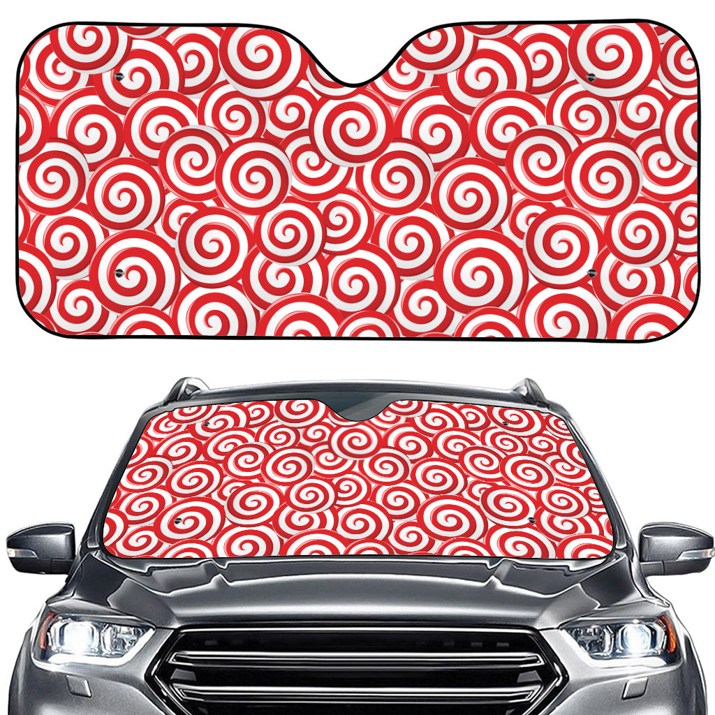 Red Lollipop Candy Pattern Print Car Windshield Sun Shade