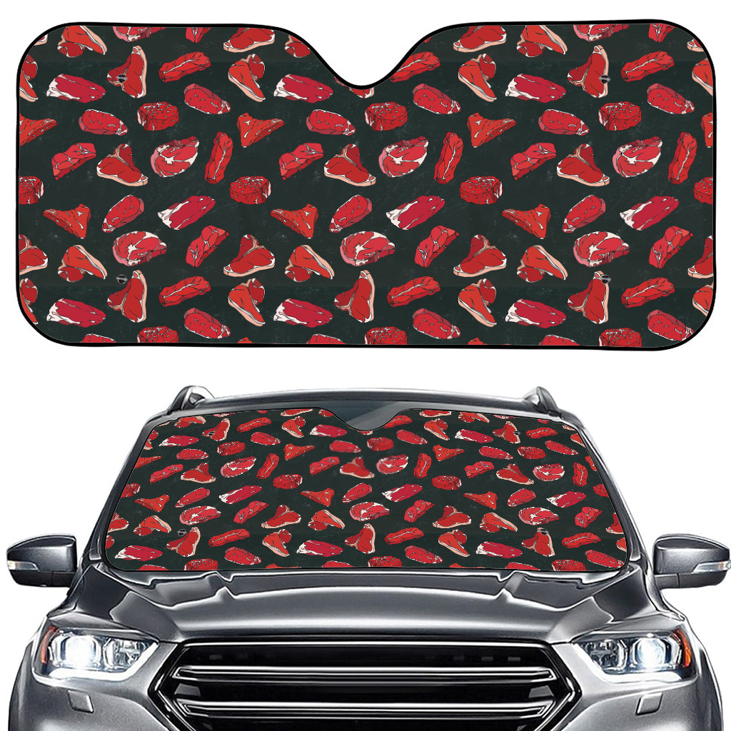Red Meat Pattern Print Car Windshield Sun Shade