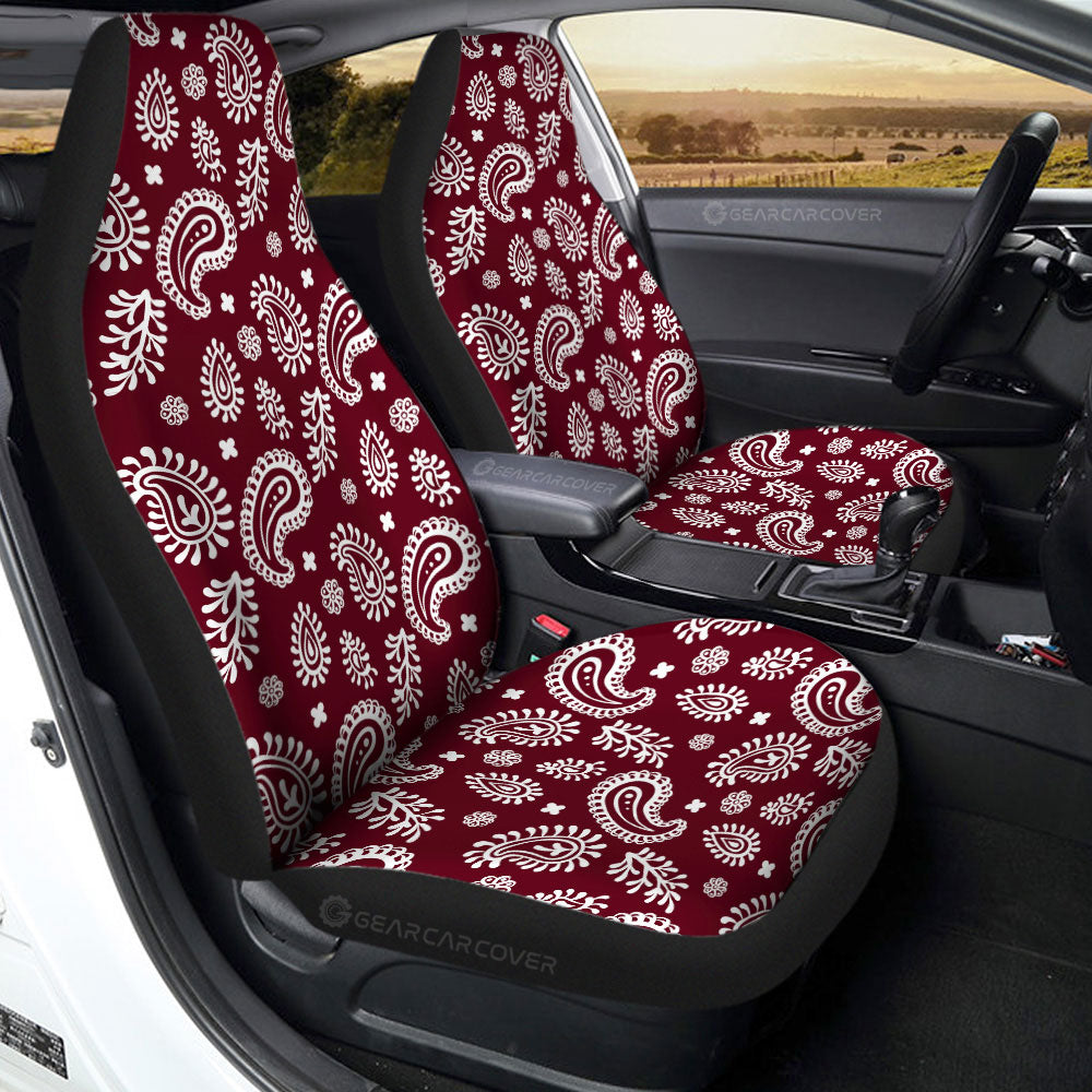 Red Paisley Pattern Car Seat Covers Custom Car Accessories