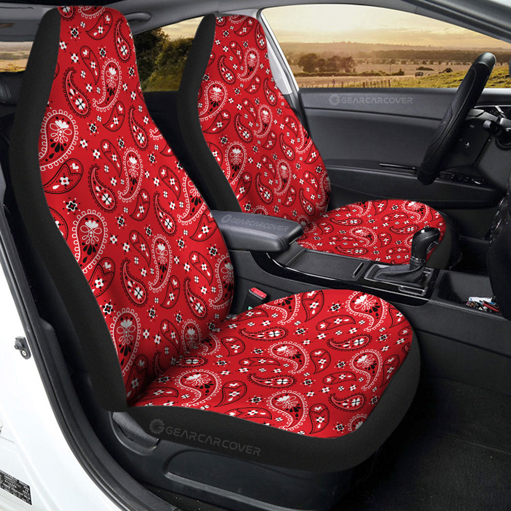 Red Paisley Pattern Car Seat Covers Custom Car Accessories