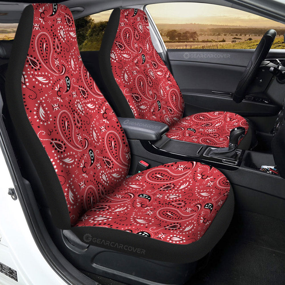 Red Paisley Pattern Car Seat Covers Custom Car Accessories