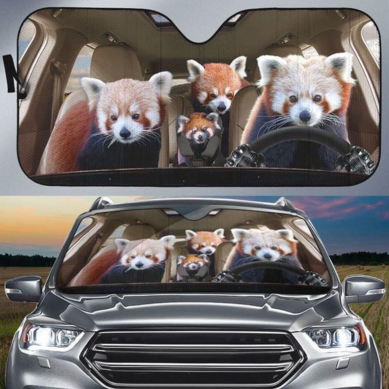 Red Panda Couple Car All Over Printed 3D Sun Shade