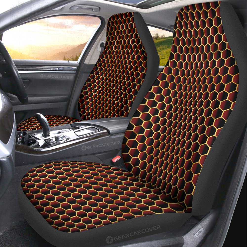 Red Pattern Car Seat Covers Custom Honeycomb Background Car Accessories