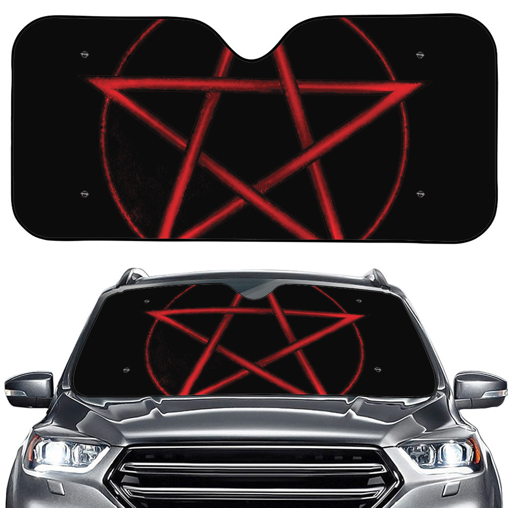 Red Pentagram Symbol Print Car Windshield Sun Shade