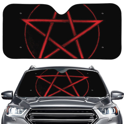 Red Pentagram Symbol Print Car Windshield Sun Shade