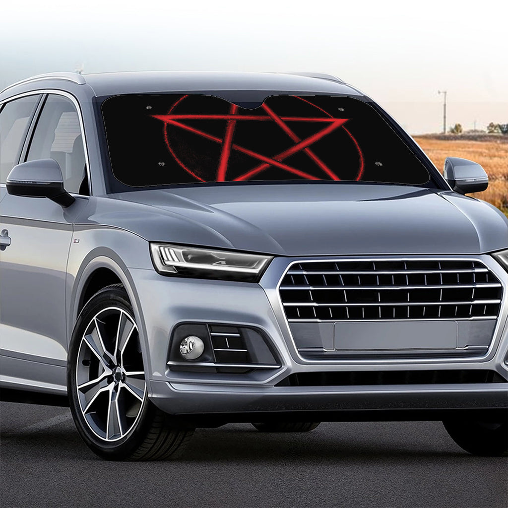 Red Pentagram Symbol Print Car Windshield Sun Shade