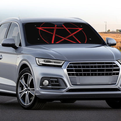 Red Pentagram Symbol Print Car Windshield Sun Shade