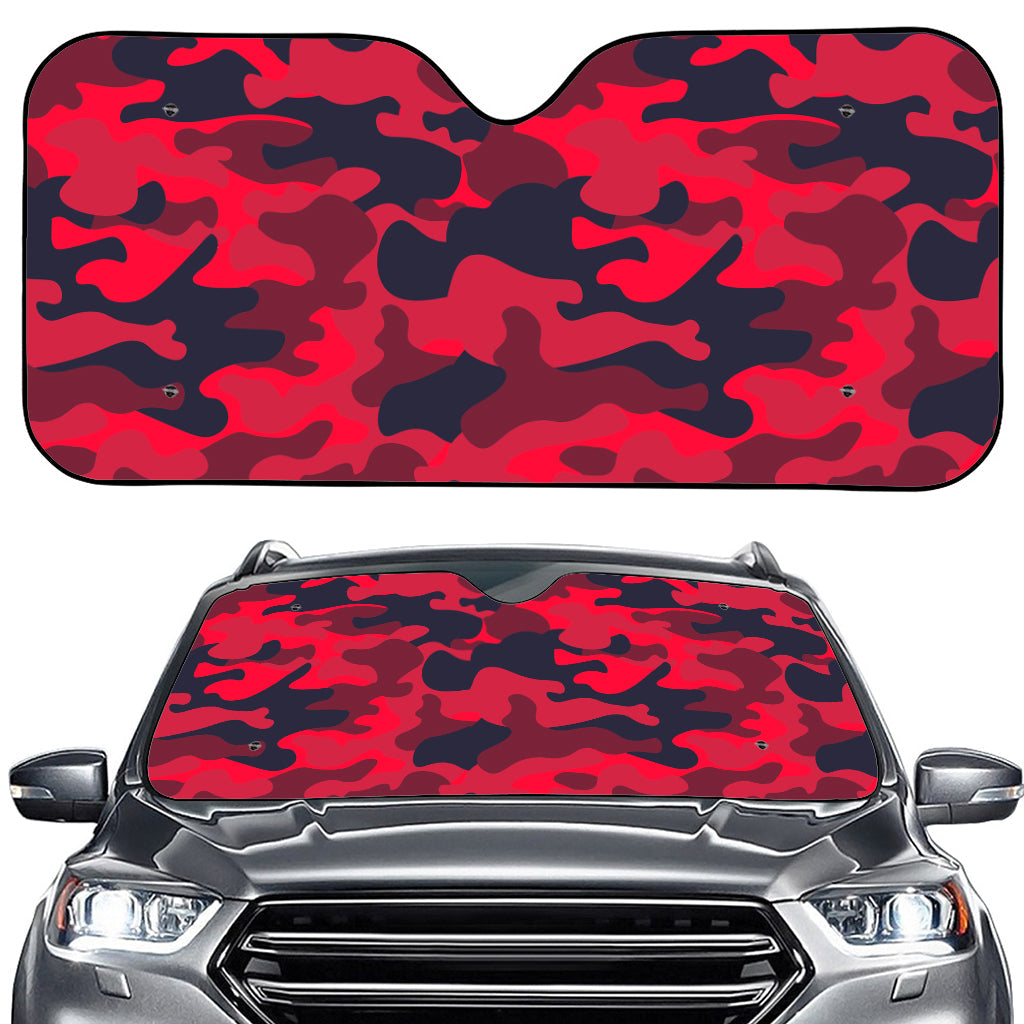 Red Pink And Black Camouflage Print Car Windshield Sun Shade