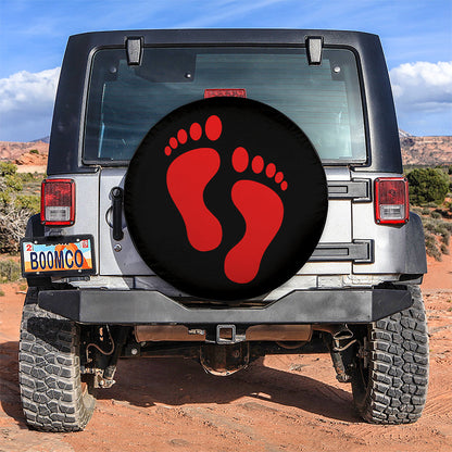 Red Print Foot Jeep Car Spare Tire Cover