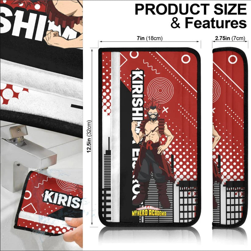 Red Riot Anime Kirishima Eijirou My Hero Academia Car Seat Belt Cover Custom Car Accessories