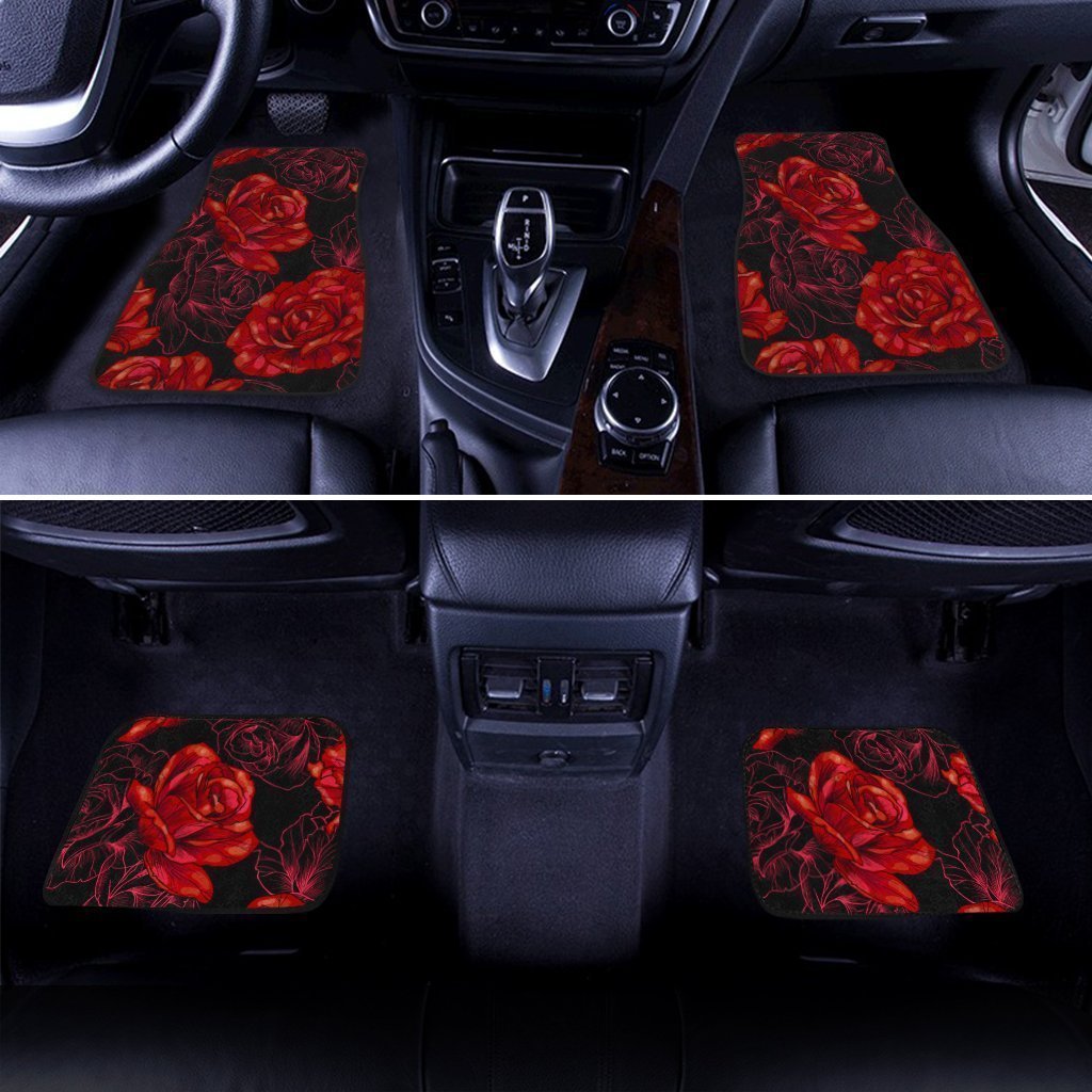 Red Rose Car Floor Mats Custom Floral Car Interior Accessories