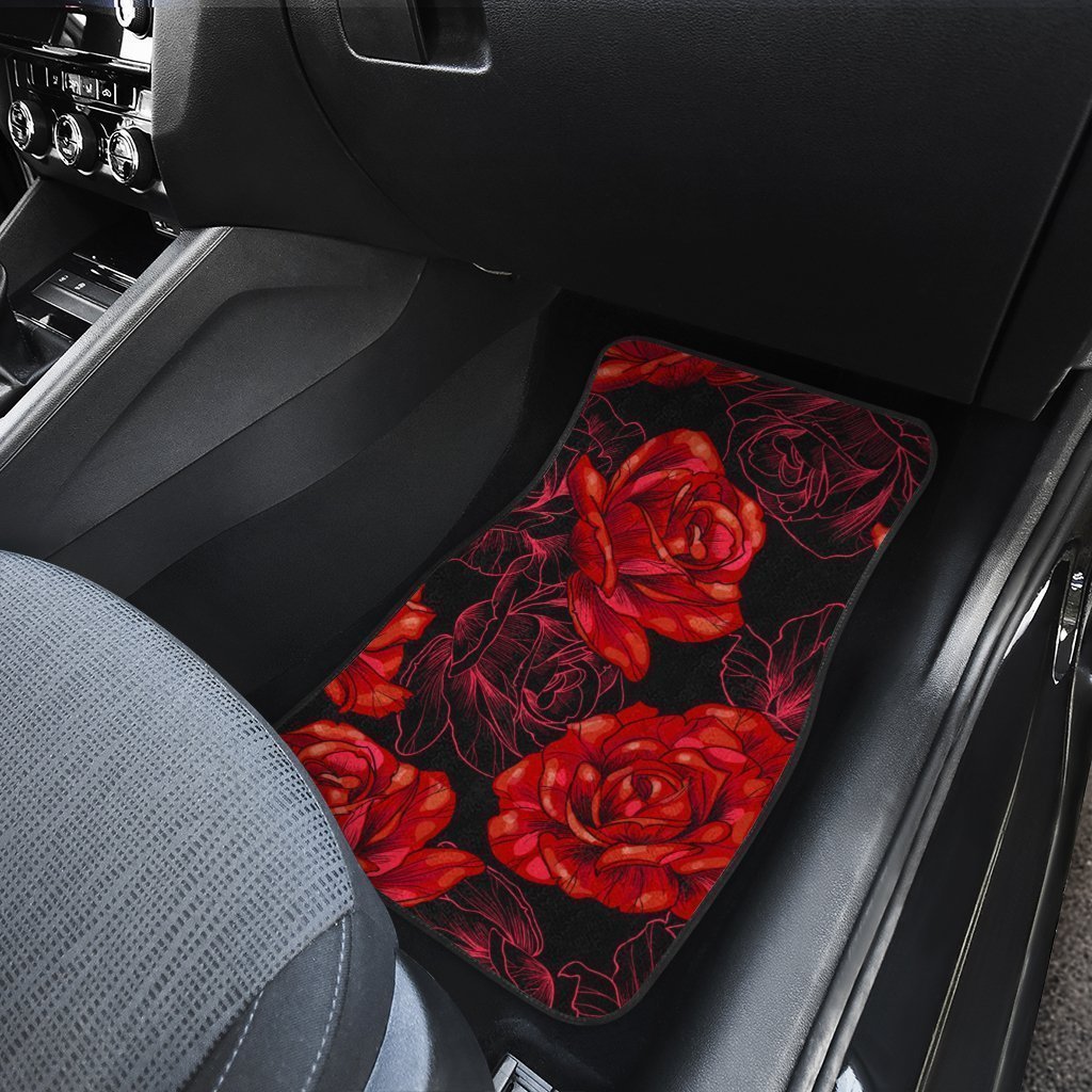 Red Rose Car Floor Mats Custom Floral Car Interior Accessories