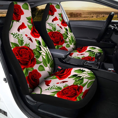 Red Rose Car Seat Covers Custom Flower Car Accessories