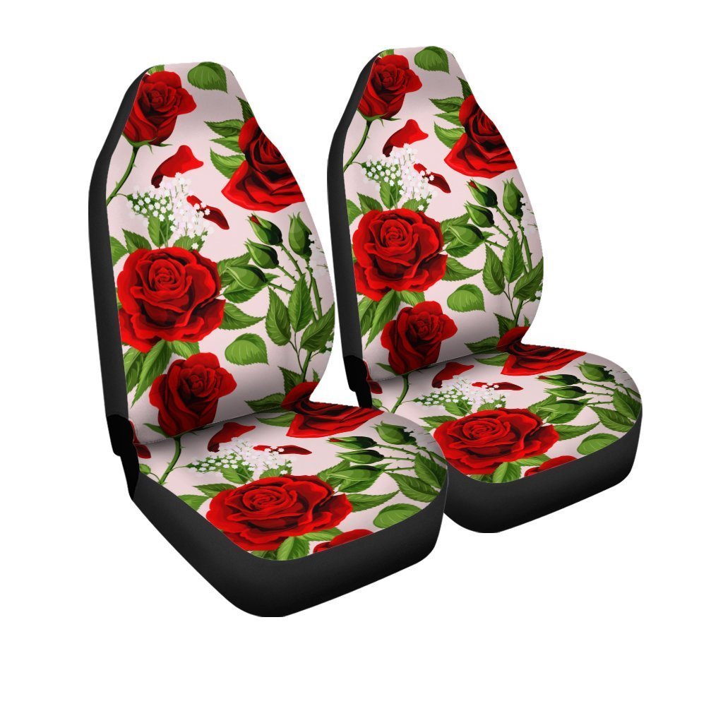 Red Rose Car Seat Covers Custom Flower Car Accessories