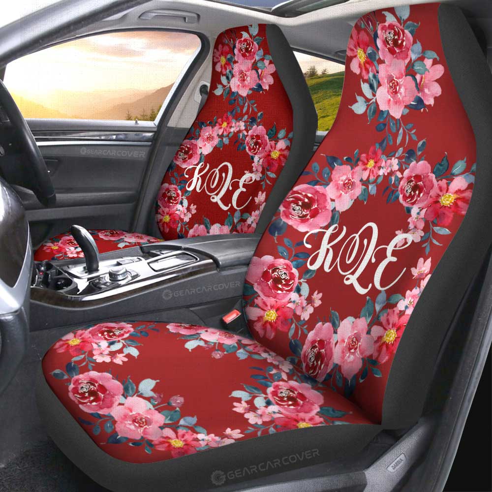 Red Rose Car Seat Covers Custom Personalized Name Car Accessories