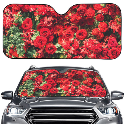Red Rose Flower Print Car Windshield Sun Shade