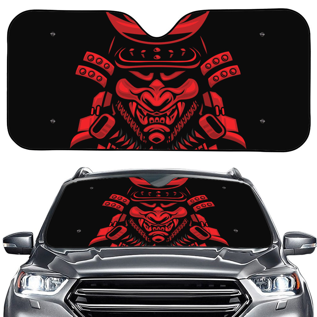 Red Samurai Mask Print Car Windshield Sun Shade