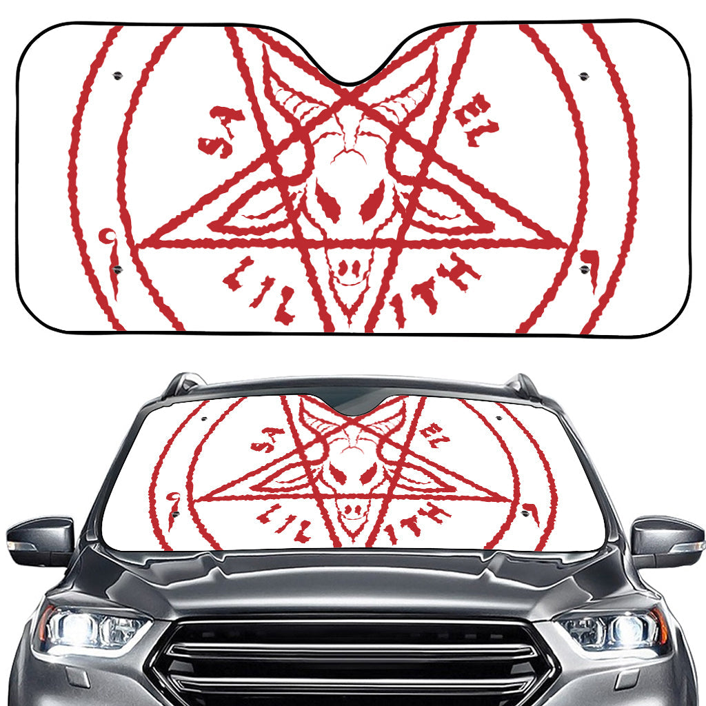 Red Satanic Pentagram Symbol Print Car Windshield Sun Shade