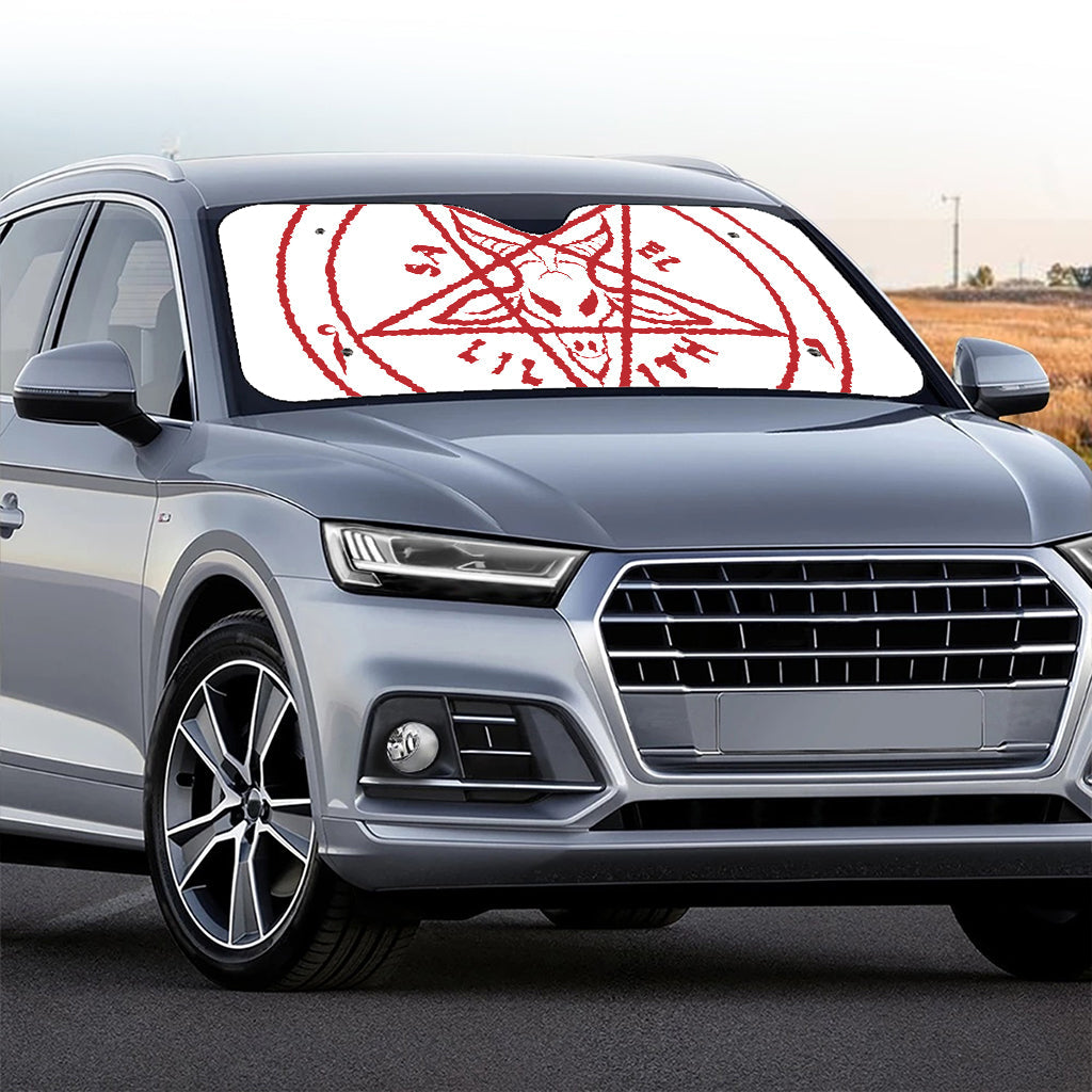 Red Satanic Pentagram Symbol Print Car Windshield Sun Shade